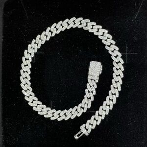 Solid 925 SS Cuban Link Moissanite Bracelet 6MM 8" Inch
